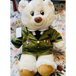 Build-A-Bear Workshop White Bear In Green Military Jacket